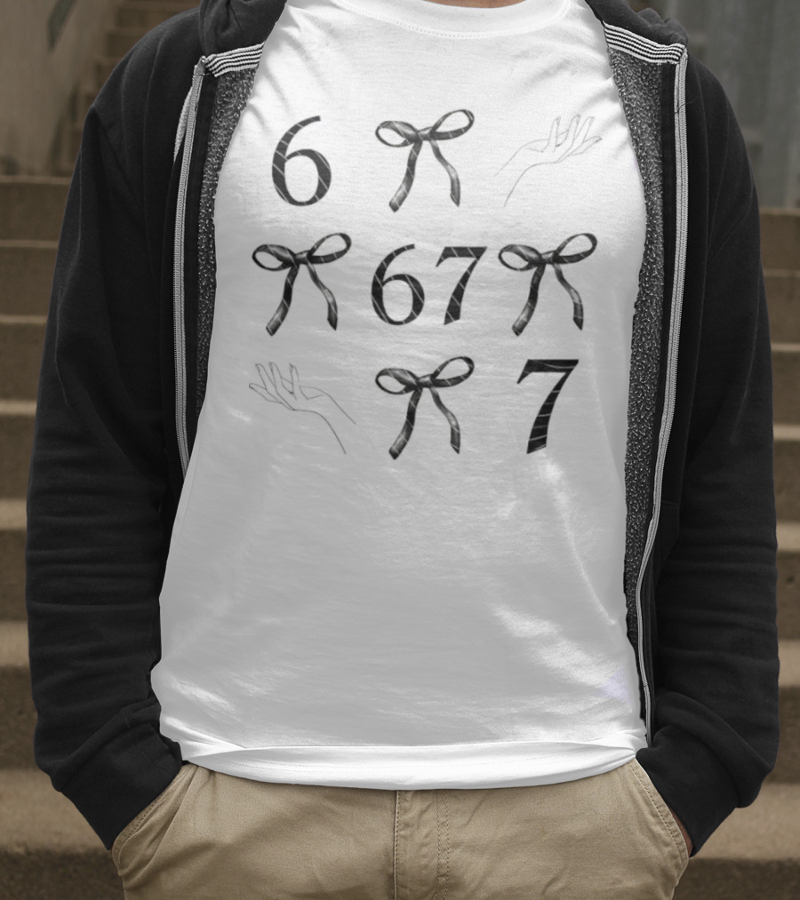 Six Seven 67 Bow Pattern Meme T-Shirt