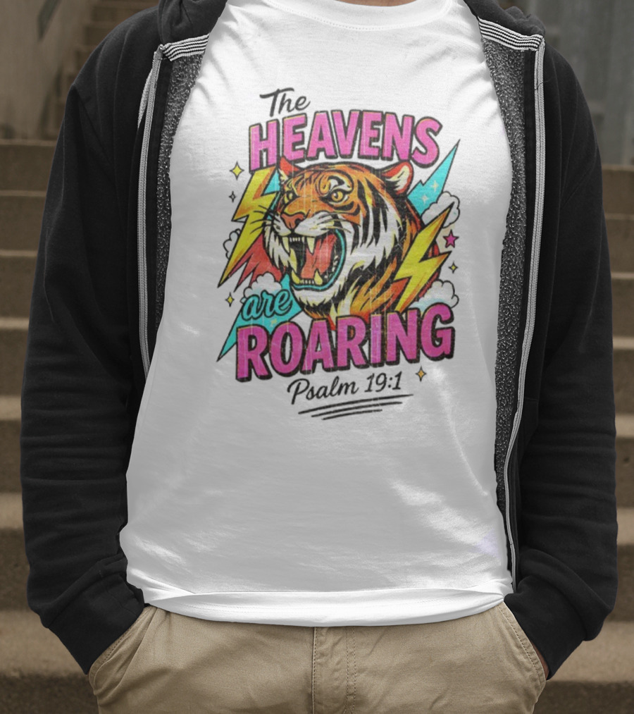 Tigers The Heavens Are Roaring Psalm 19:1 90s Style T-Shirt