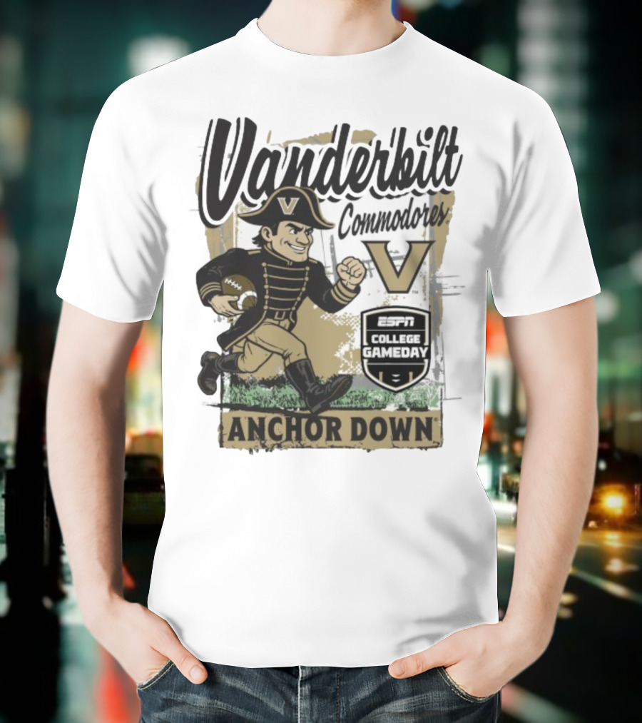 Vanderbilt Commodores Anchor Down ESPN College Gameday 2025 Mascot T-Shirt