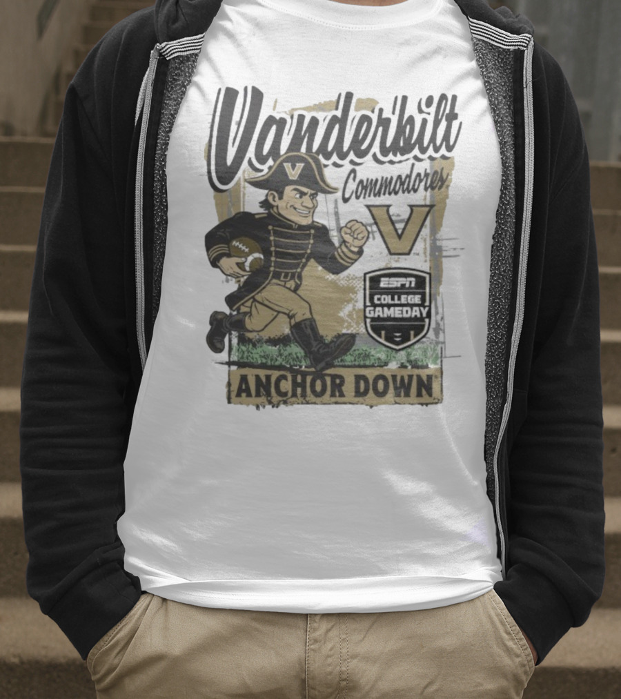 Vanderbilt Commodores Anchor Down ESPN College Gameday 2025 Mascot T-Shirt