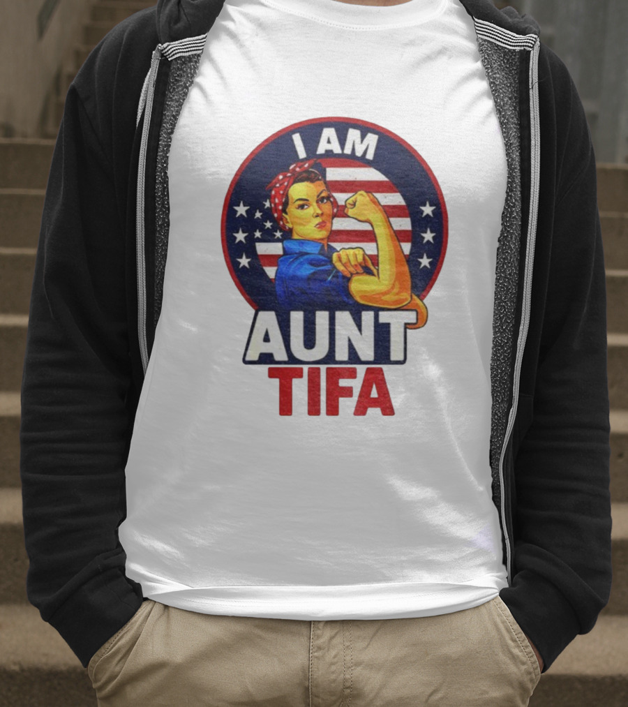 I Am Aunt Tifa Feminist Vintage American Flag T-Shirt