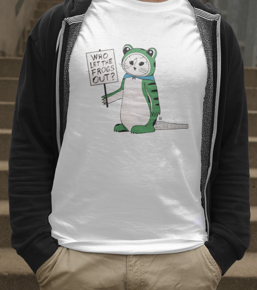 Frog Cat Costume Who Let The Frogs Out Sign T-Shirt