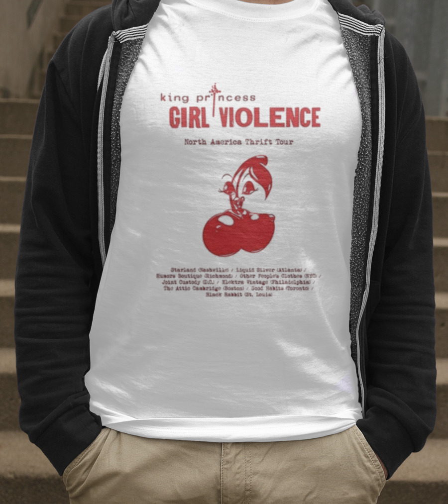 King Princess Girl Violence North America Thrift Tour Cherry Dates 2025 T-Shirt