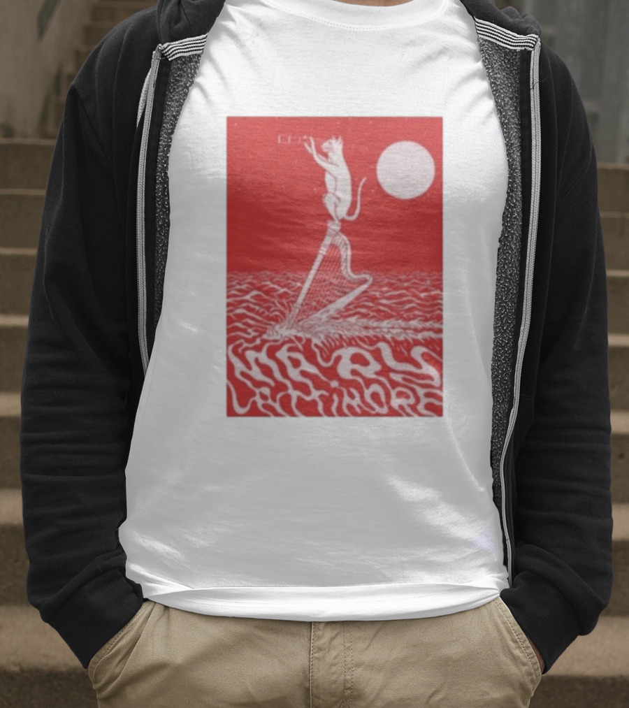 Mary Lattimore Harp Cat Under Full Moon T-Shirt