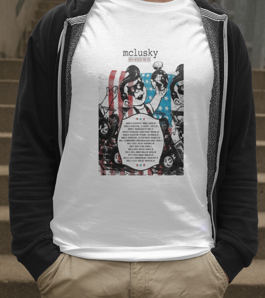 Mclusky North American 2026 Tour Red Blue Stripes March April Dates T-Shirt