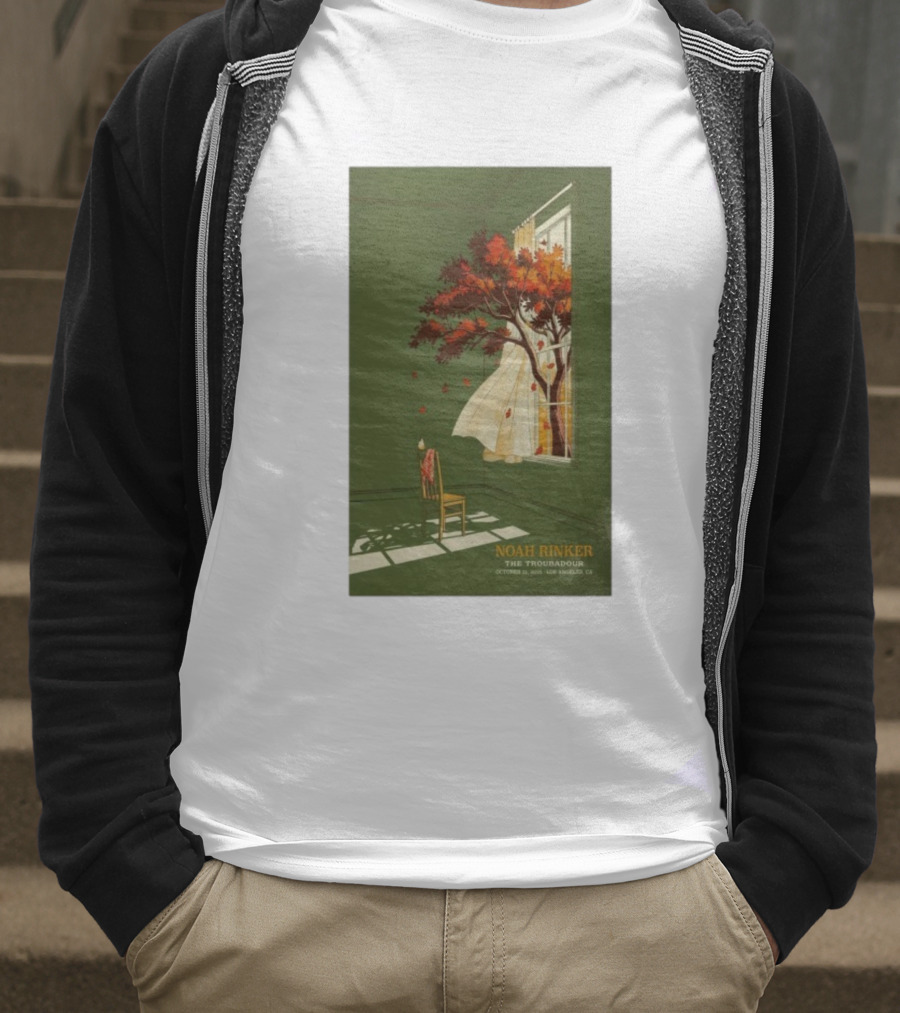 Noah Rinker The Troubadour Los Angeles Oct 21 2025 Autumn Tree Window Scene T-Shirt