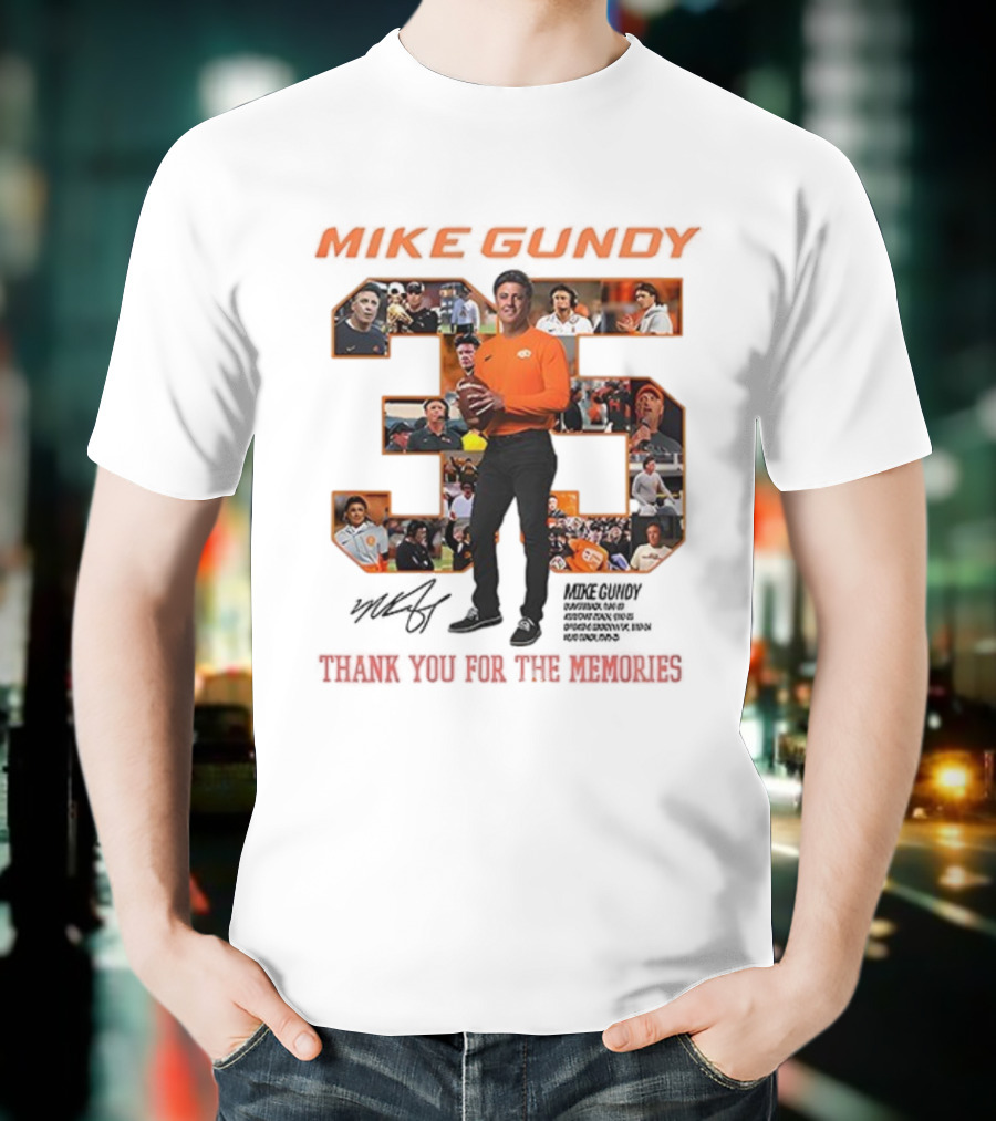 Mike Gundy 35 Years OSU Cowboy Football Thank You For The Memories T-Shirt
