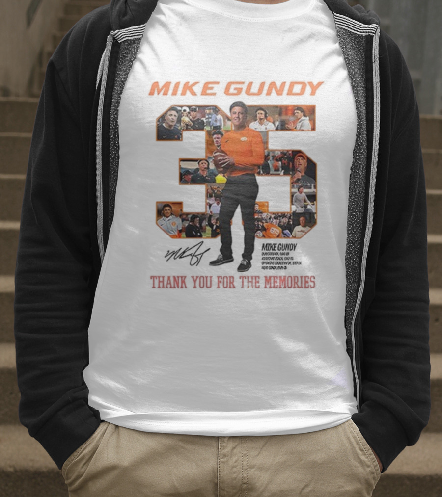 Mike Gundy 35 Years OSU Cowboy Football Thank You For The Memories T-Shirt