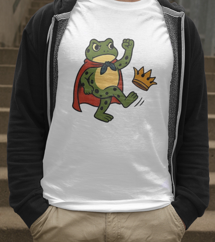Portland Frog No Kings In America Anti Trump Kicking Crown T-Shirt