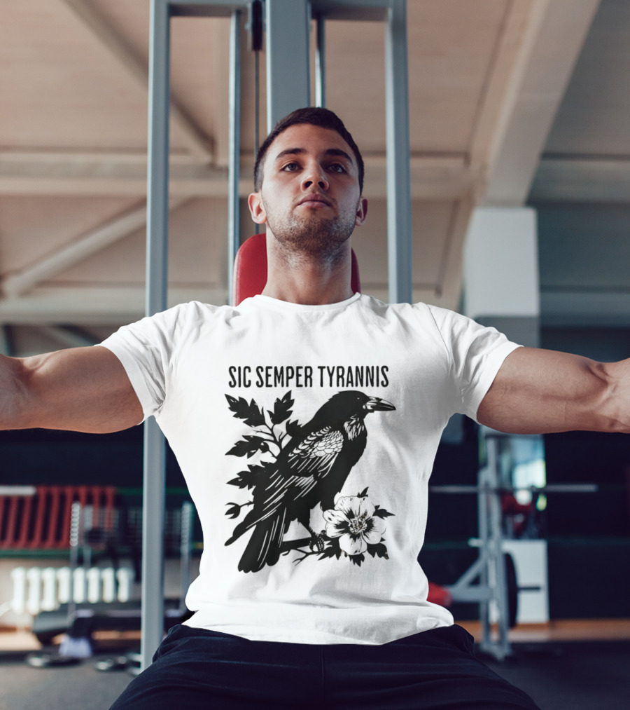 Sic Semper Tyrannis Raven With Leaves Graphic T-Shirt