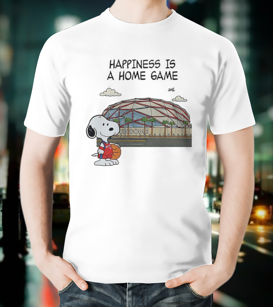 Snoopy Peanuts Happiness Is A Home Game Stadium Dome Basketball T-Shirt