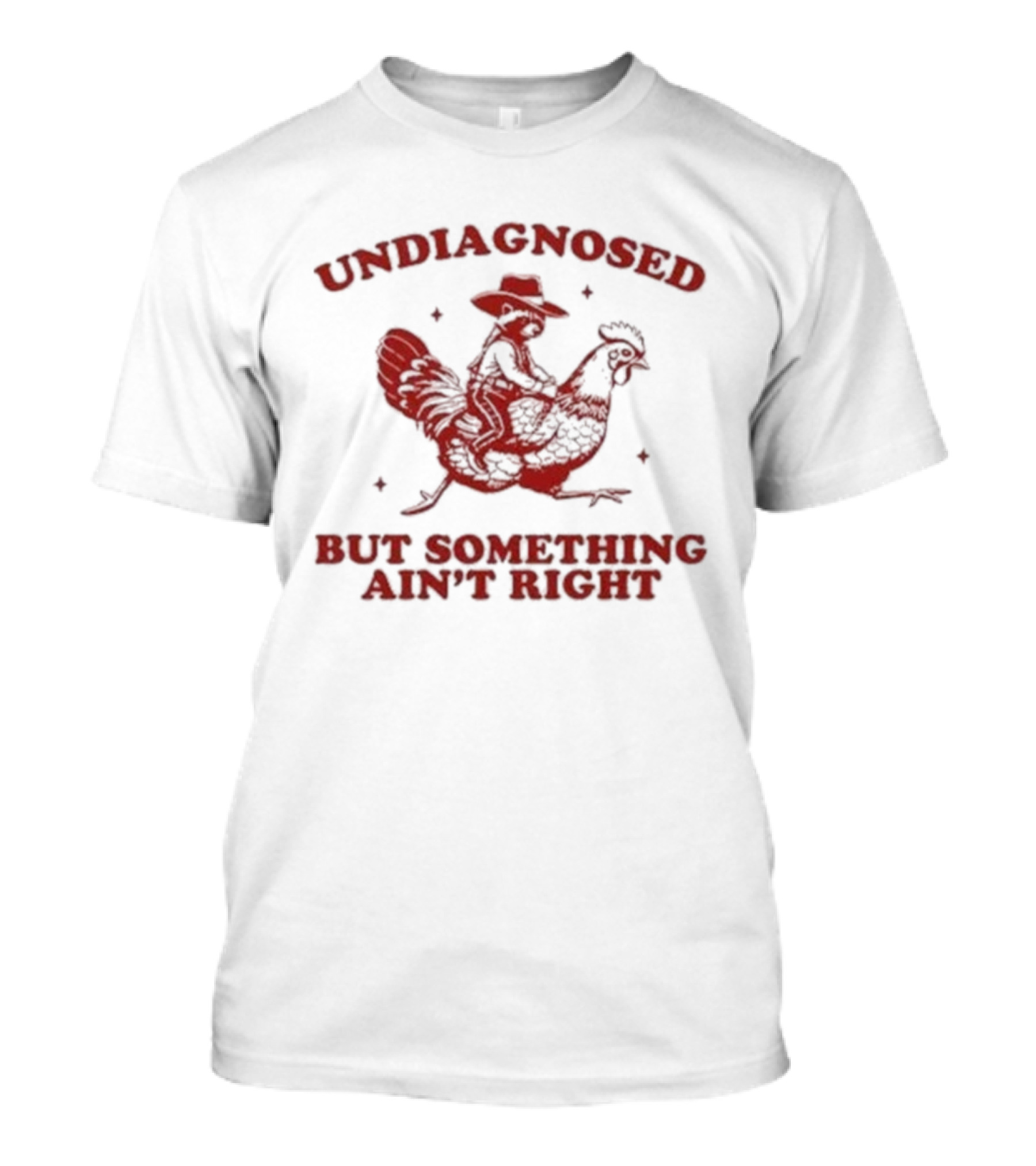 Undiagnosed But Something Ain’t Right Raccoon Riding Rooster T-Shirt