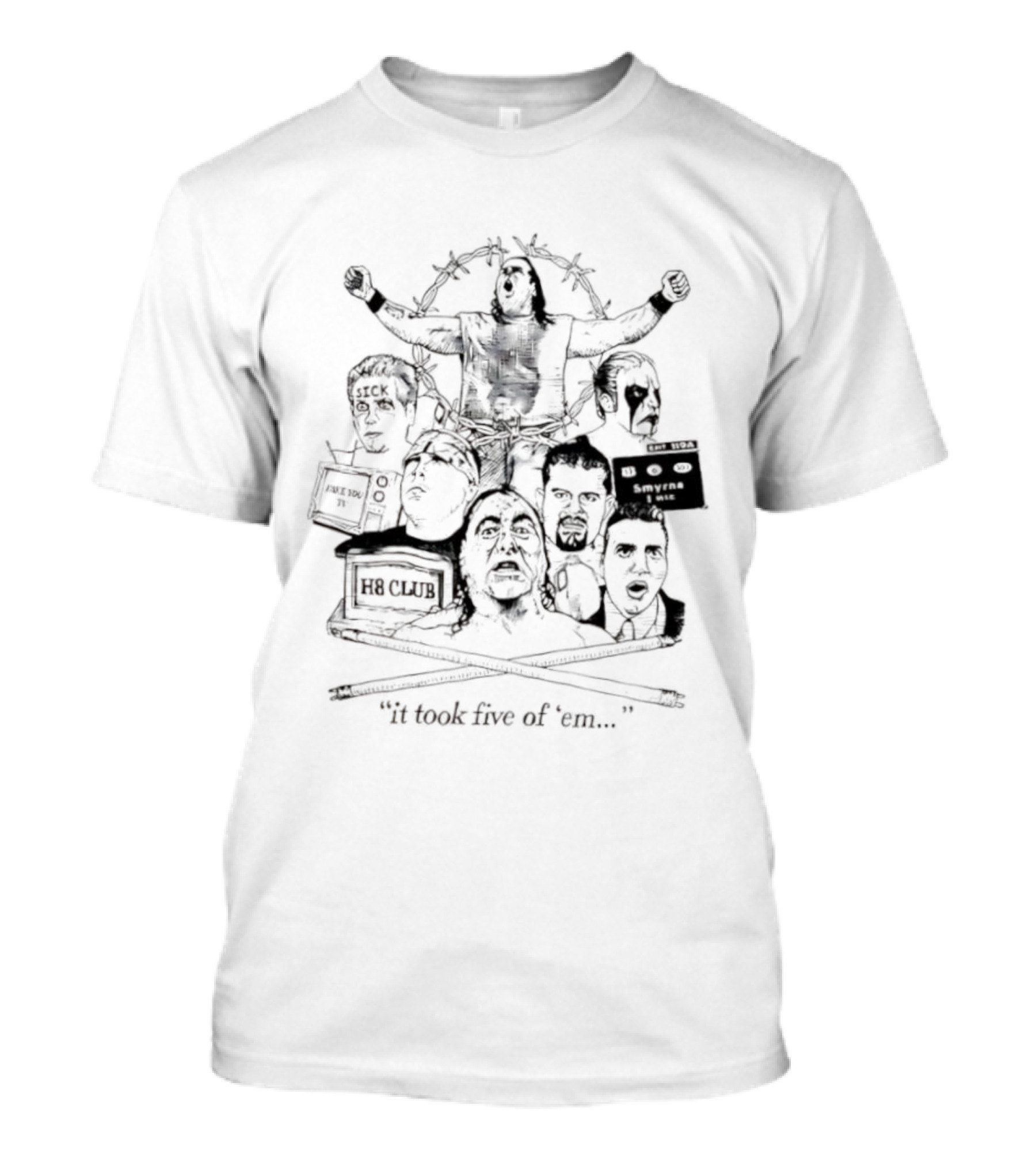 Zandig Jesus It Took Five Of Em Wrestling CZW Combat Zone Pro Wrestlers T-Shirt