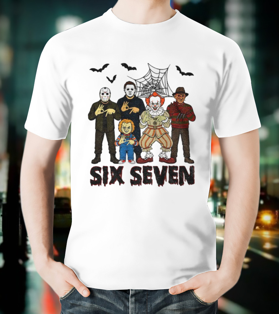 Six Seven Halloween Movie Villains Spooky Season T-Shirt