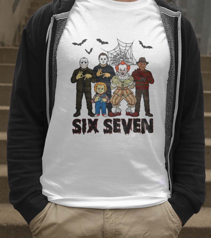Six Seven Halloween Movie Villains Spooky Season T-Shirt