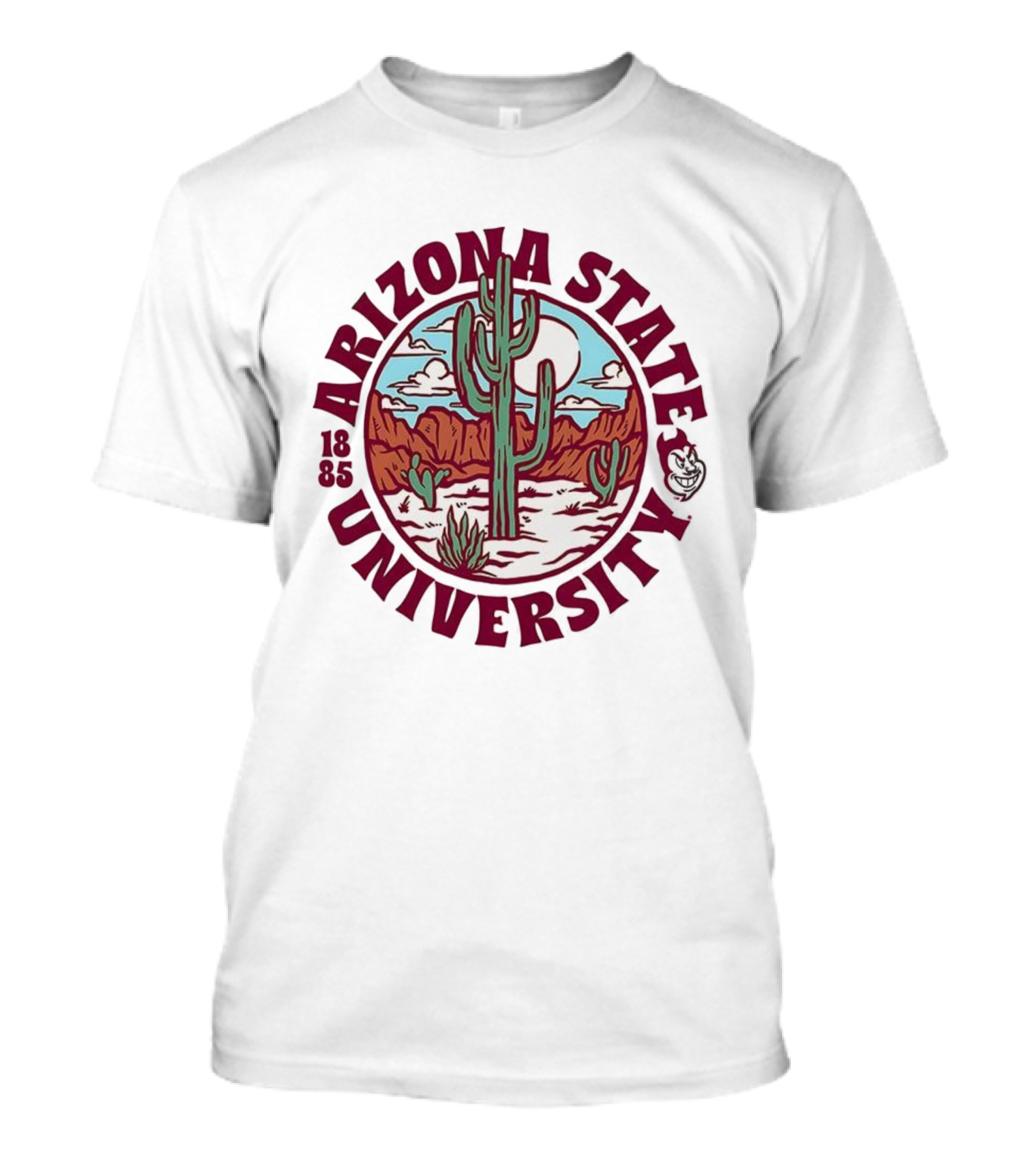 Arizona State University 1885 Desert Cactus Landscape Sun Moon Iconic Symbol T-Shirt