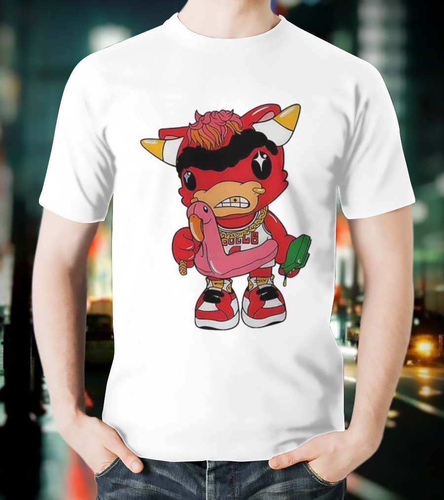 Benny The Bull Lil Benny 2025 Mascot Graphic Bulls Basketball Cartoon T-Shirt