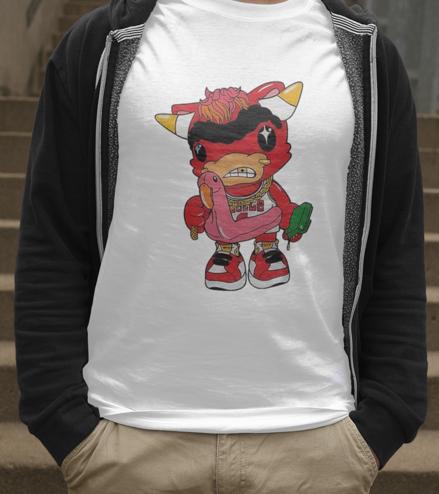 Benny The Bull Lil Benny 2025 Mascot Graphic Bulls Basketball Cartoon T-Shirt