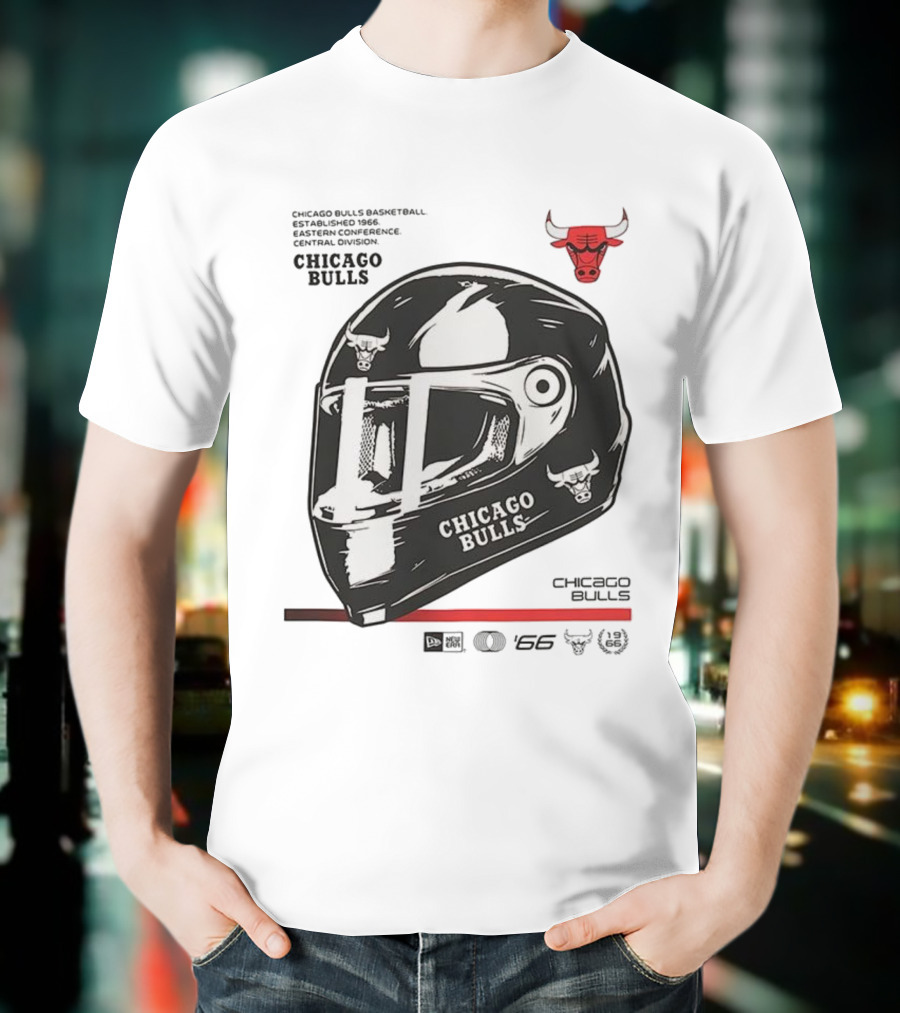 Chicago Bulls Basketball Est 1966 Eastern Conference Central Division Helmet T-Shirt