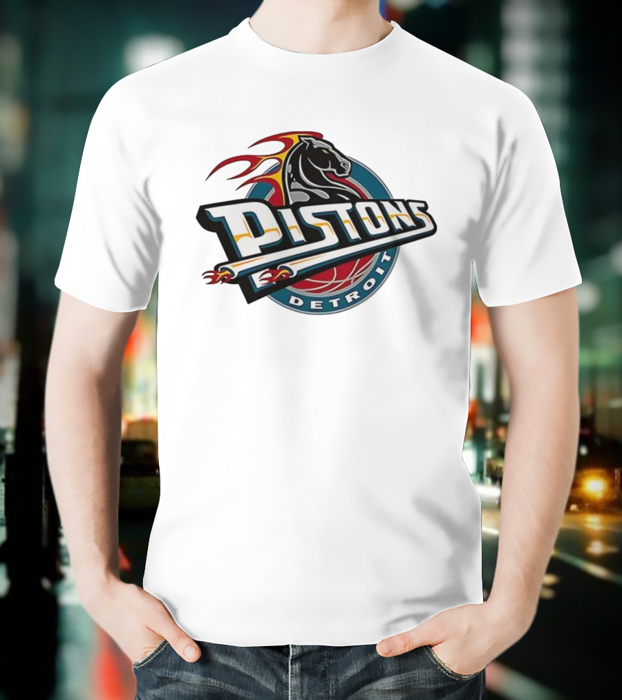 Detroit Pistons Retro Fire Horse Emblem T-Shirt
