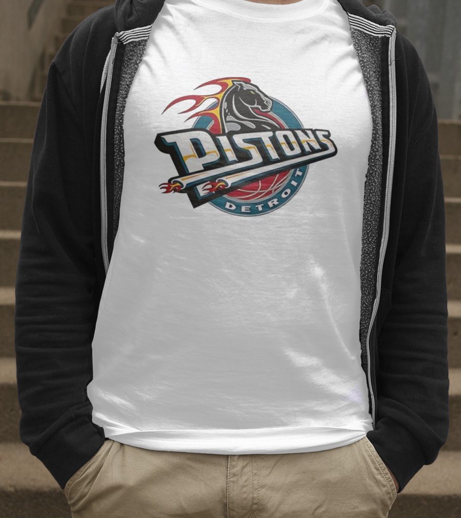 Detroit Pistons Retro Fire Horse Emblem T-Shirt