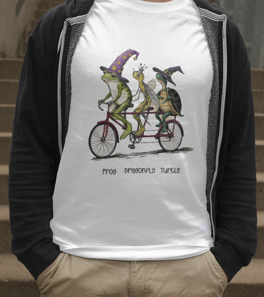 Witch Frog Dragonfly Turtle Halloween FDT Anti Trump Riding Bicycle T-Shirt