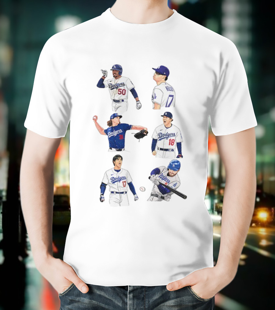 Los Angeles Dodgers Mookie Betts Freddie Freeman Clayton Kershaw MLB Baseball Squad T-Shirt