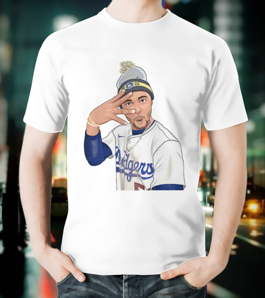 Mookie Betts Los Angeles Dodgers Pom-Pom Beanie Baseball 2024 T-Shirt