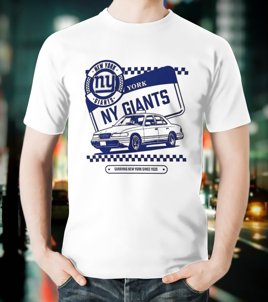 New York Giants NFL Carrying New York Since 1925 Taxi Vintage License Plate T-Shirt