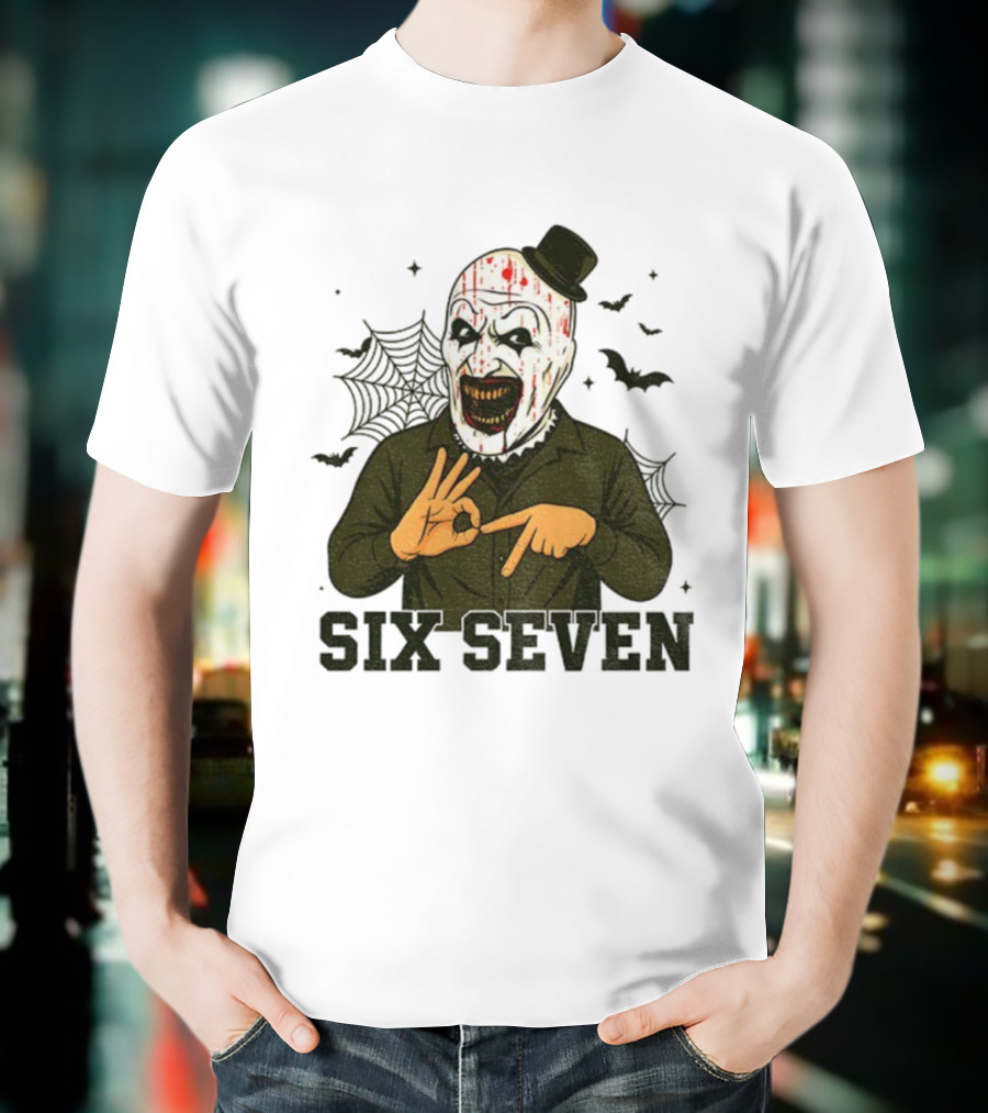 Terrifier Bundle Funny Halloween Six Seven Creepy Clown Costume T-Shirt