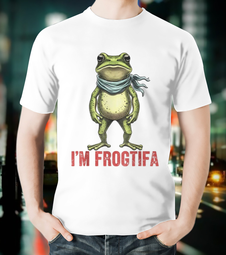 Portland Freedom Frog I’m Frogtifa Anti-ICE Resistance Scarf-Wearing Frog T-Shirt