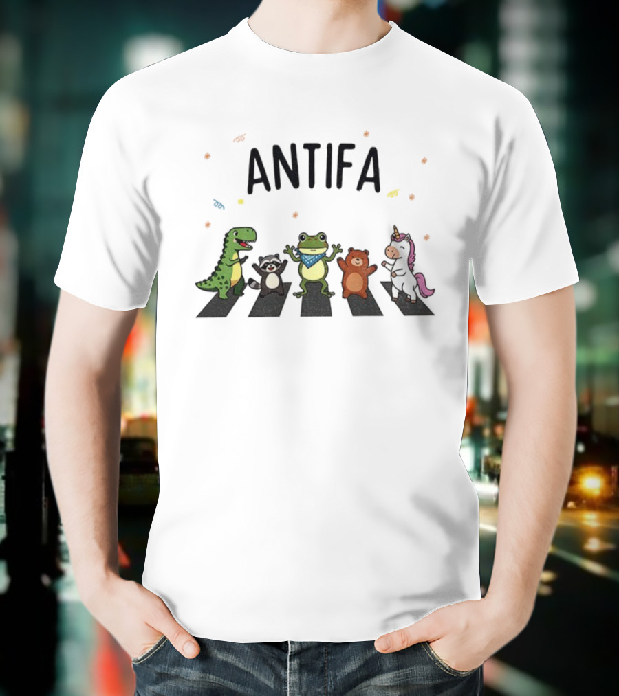 ANTIFA Portland Dancing Frog Dinosaur Raccoon Bear Unicorn T-Shirt