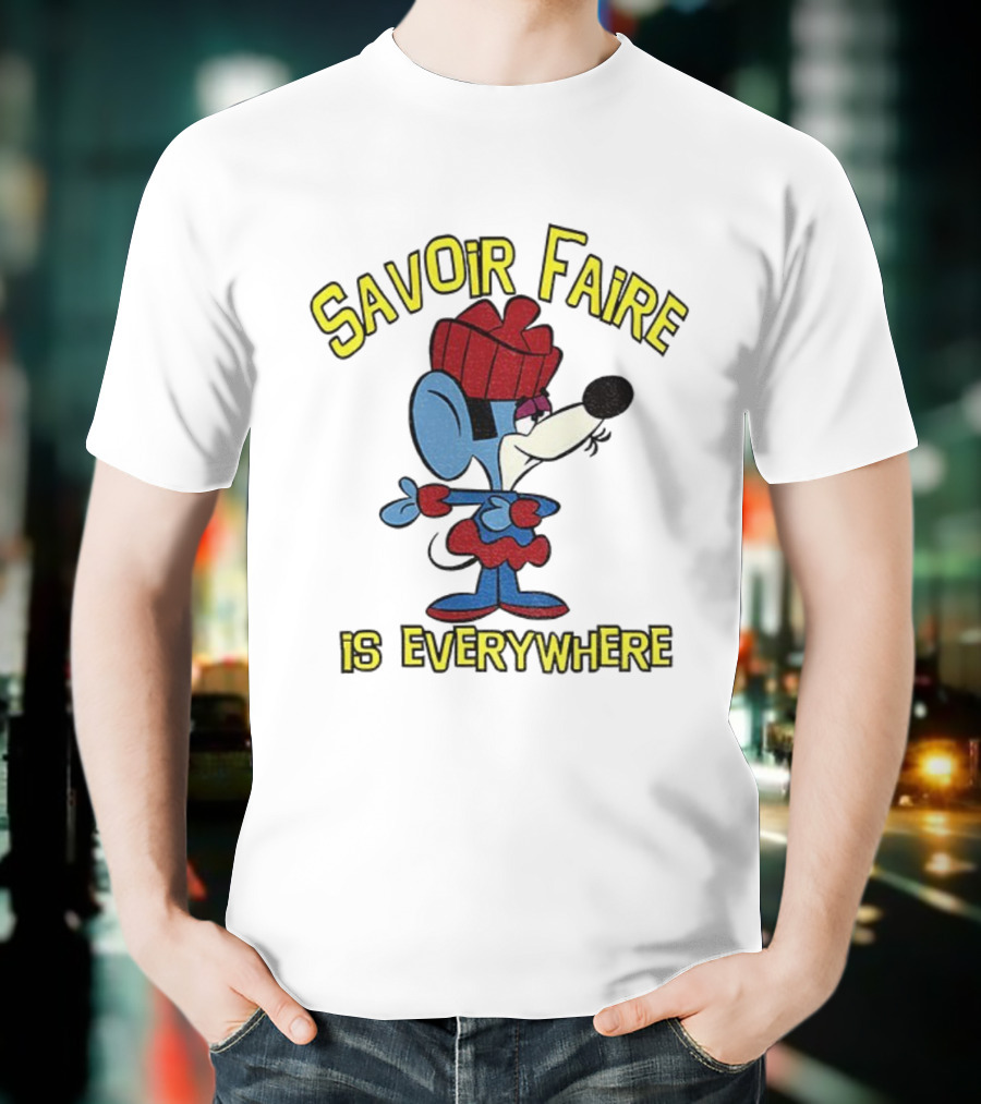 Savoir Faire Is Everywhere Cartoon Mouse In Red Outfit T-Shirt