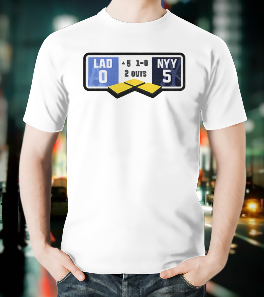 Los Angeles Dodgers Vs New York Yankees Scoreboard Christmas 2025 Baseball Player T-Shirt