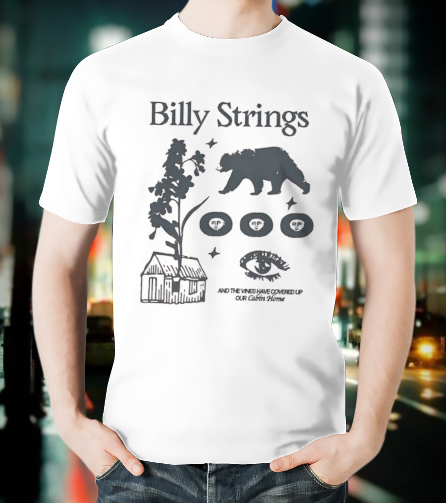 Billy Strings Cabin Bear Tree Rings Eye And Rustic Cabin T-Shirt