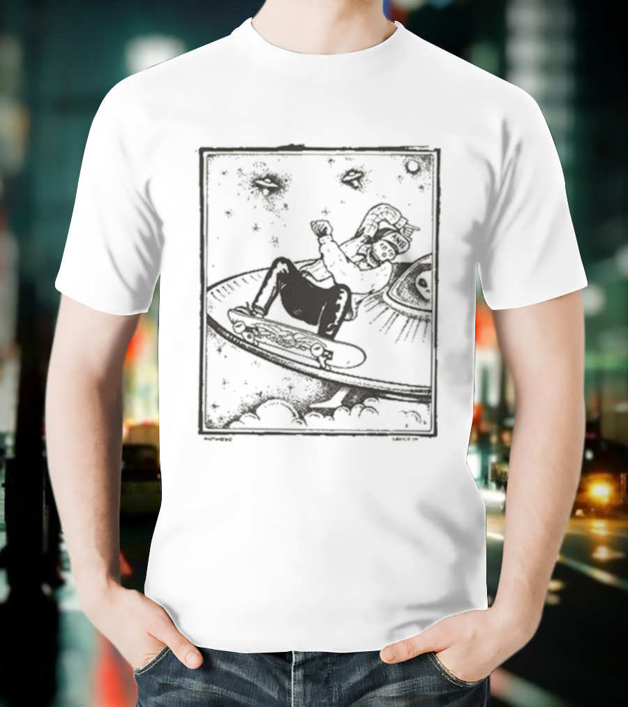 Antihero Peter Hewitt Lance Mountain Skateboarding UFO Adventure In Space T-Shirt