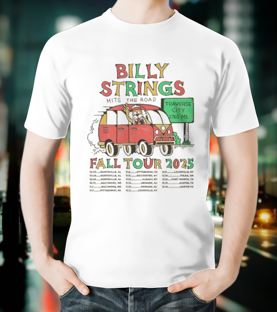 Billy Strings Hits The Road Fall Tour 2025 Traverse City Van 2765 MI T-Shirt