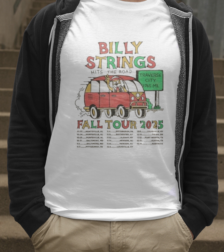 Billy Strings Hits The Road Fall Tour 2025 Traverse City Van 2765 MI T-Shirt