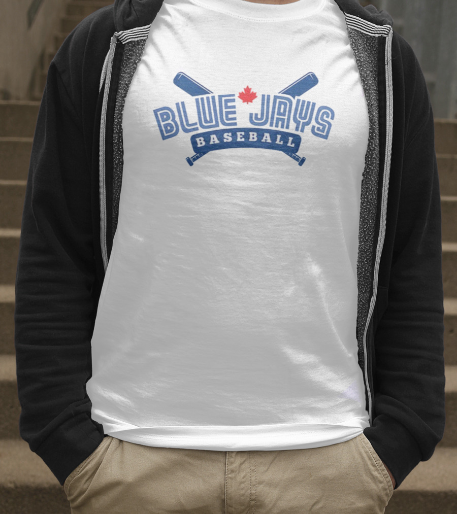 Blue Jays Baseball MLB Maple Leaf Two Bats T-Shirt