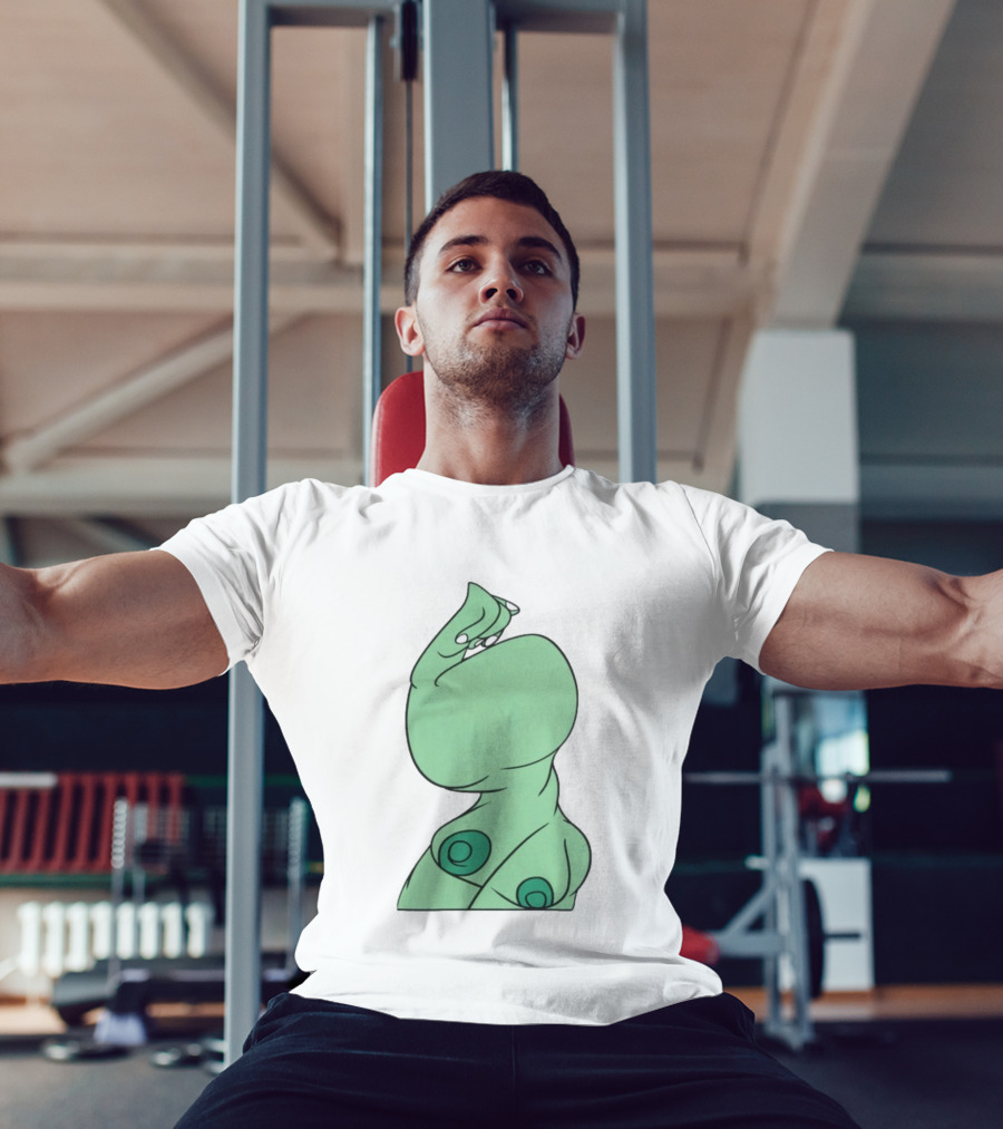 Bicep Flexing Cartoon Figure With Green Color Theme Pasadena T-Shirt