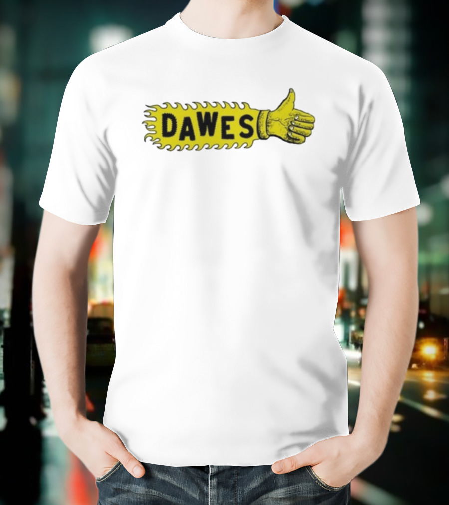 Dawes Thumbs Up Yellow Hand Icon Flame Effect T-Shirt