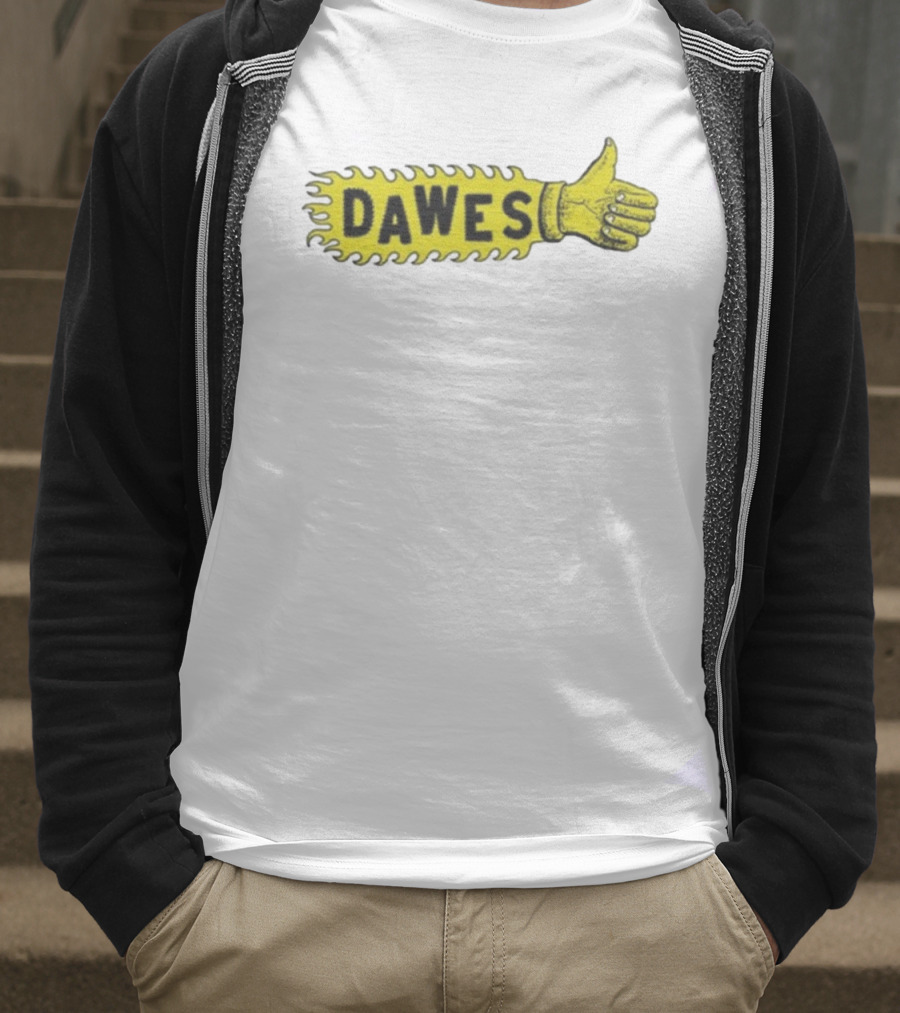 Dawes Thumbs Up Yellow Hand Icon Flame Effect T-Shirt