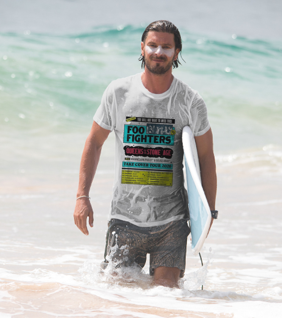 Foo Fighters Queens Of The Stone Age Take Cover Tour 2026 Dates Lineup Featuring Mannequin Pussy Gouge Away T-Shirt