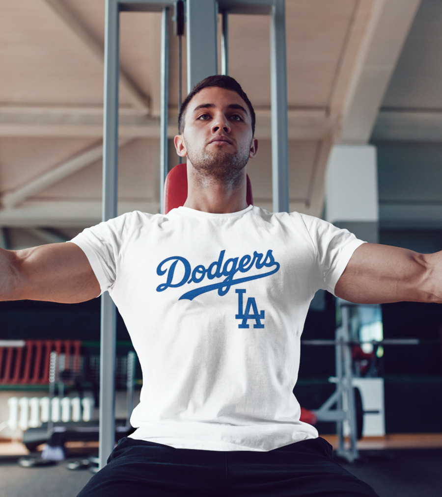 Dodgers LA Vintage Blue Script Team Emblem T-Shirt