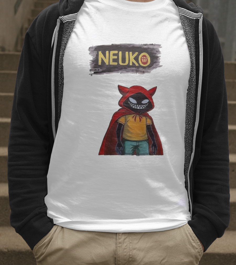 Neuko Evilhood Red Cloak Character With Mischievous Grin T-Shirt