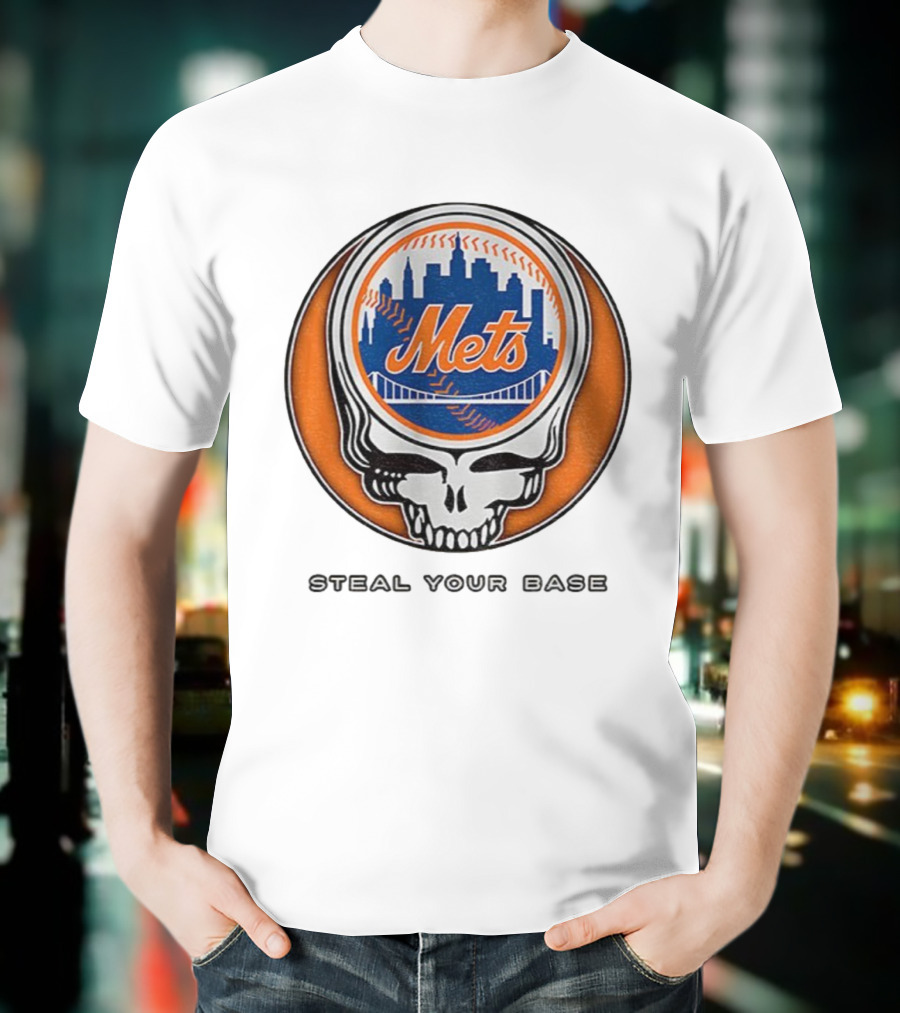 New York Mets Grateful Dead Steal Your Base MLB Skull T-Shirt