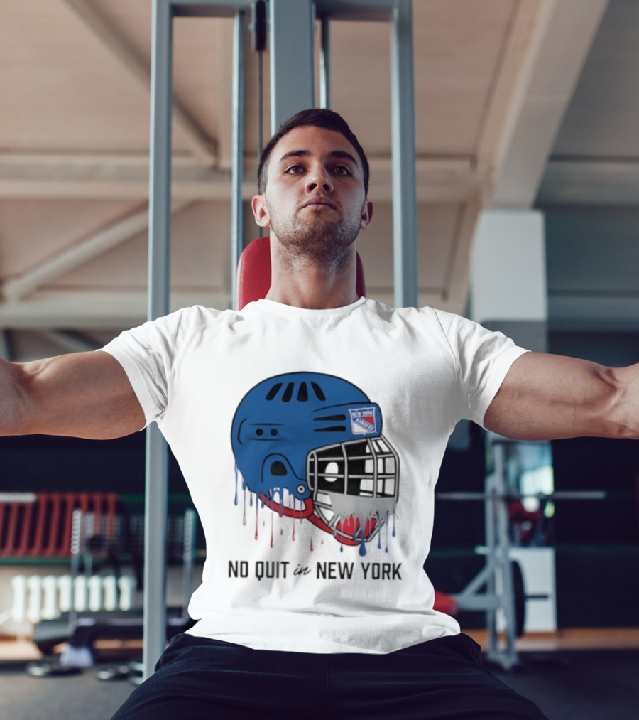 New York Rangers Drippy Helmet No Quit T-Shirt