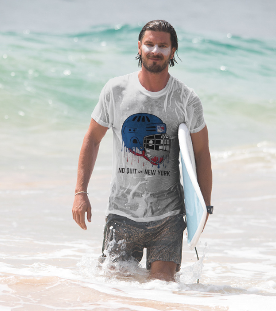 New York Rangers Drippy Helmet No Quit T-Shirt