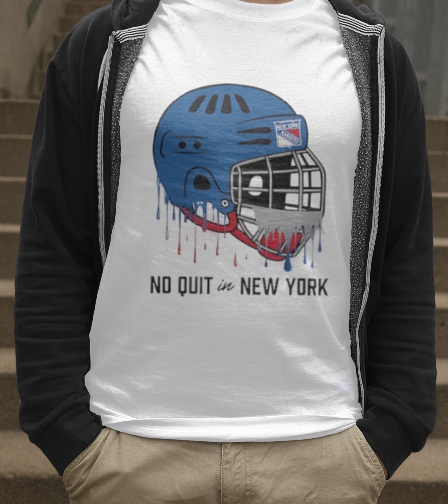 New York Rangers Drippy Helmet No Quit T-Shirt