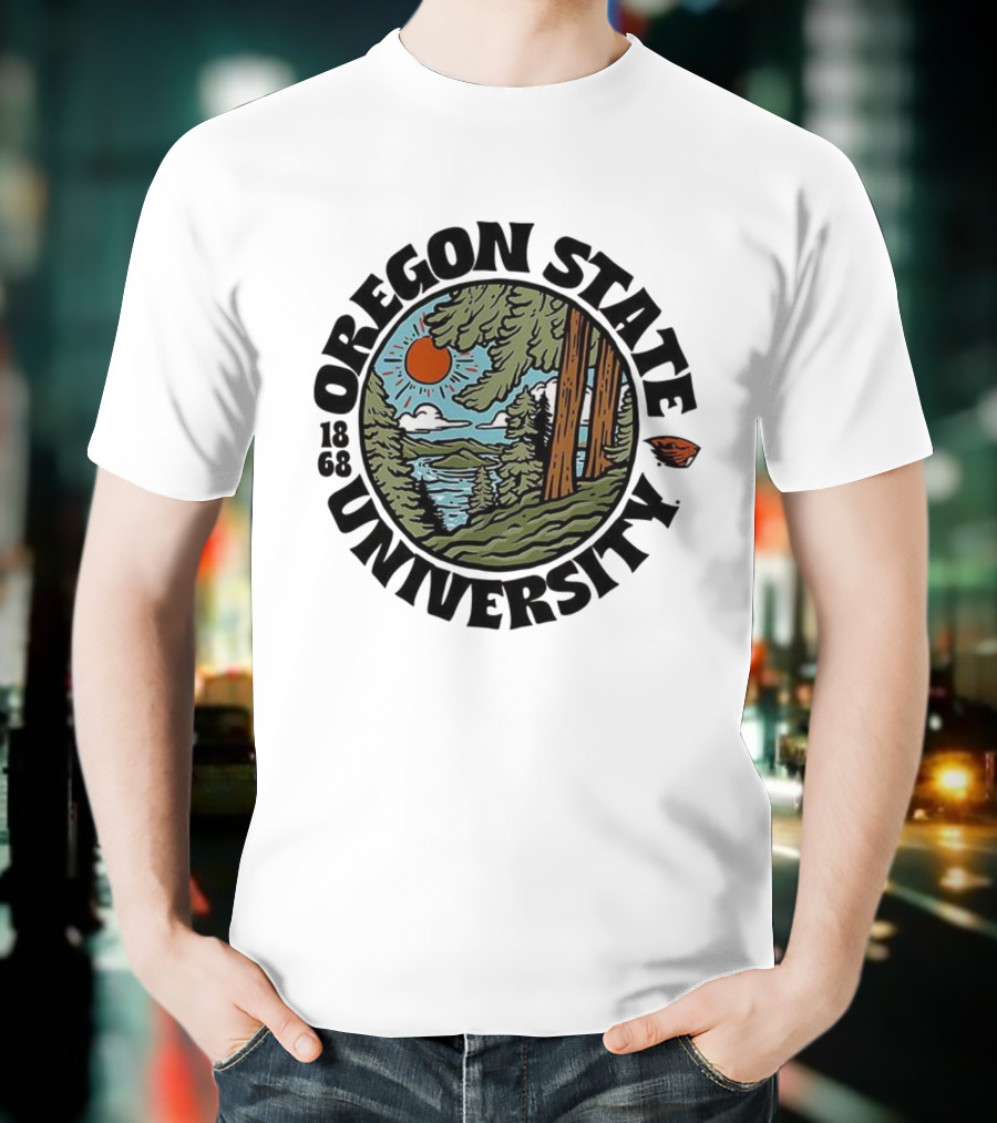 Oregon State University Beavers Football Est 1868 Scenic Landscape T-Shirt